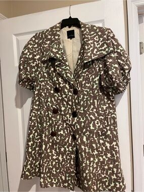 Nanette Lepore Brown & Mint Patterned Short Sleeve Coat Dress